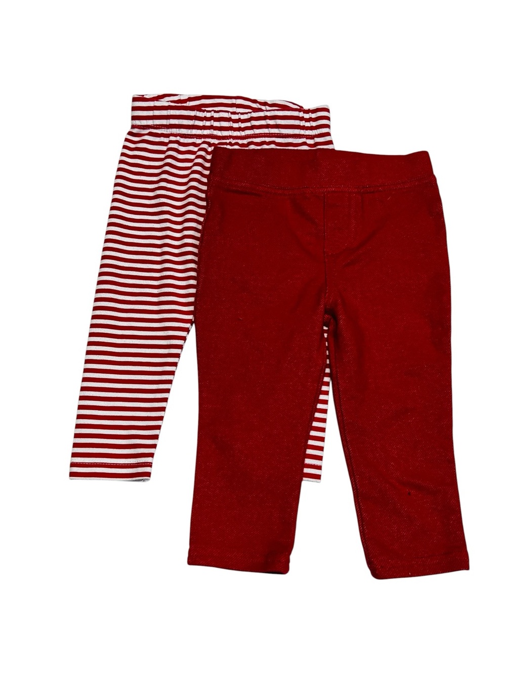 Baby’s 6-12 m Red‎ Striped & Solid Leggings - 2 Pack